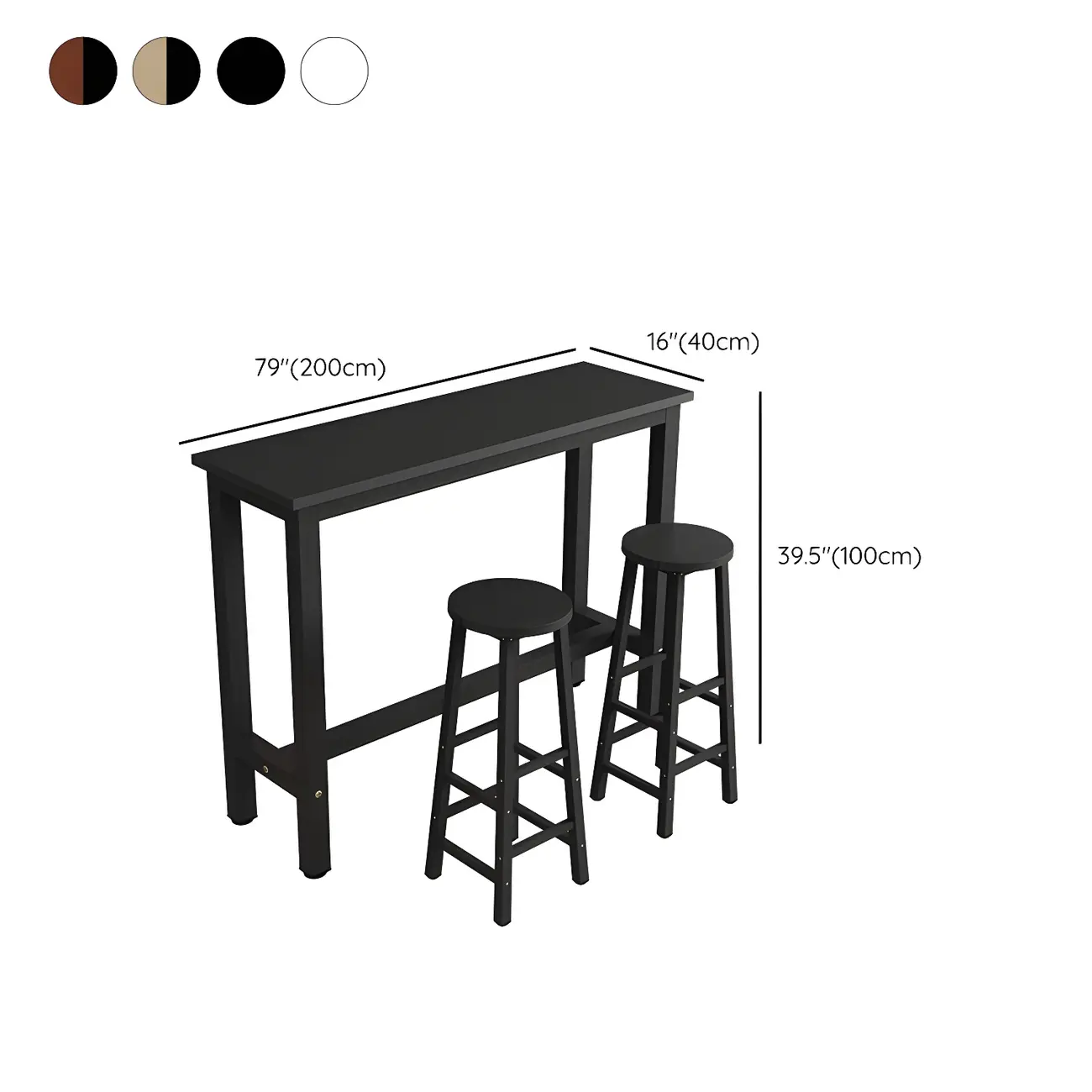 Sleek Modern Black Wooden Counter Height Bar Table for Kitchen Image - 22 | homeyfad