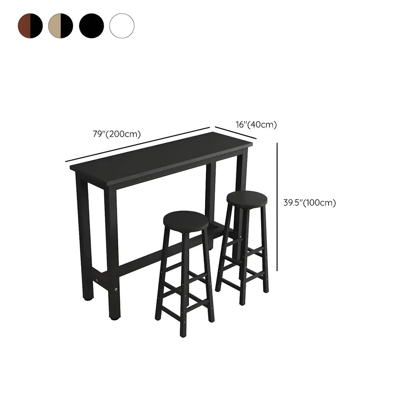 Sleek Modern Black Wooden Counter Height Bar Table for Kitchen Image - 22