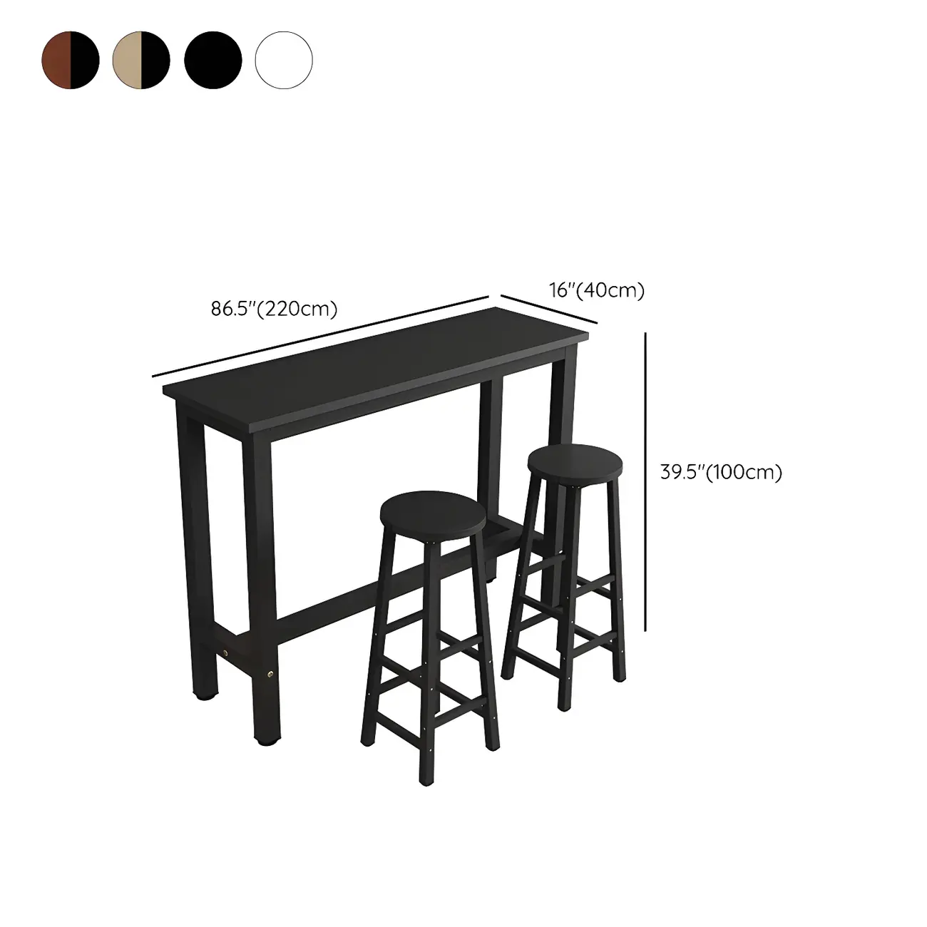 Sleek Modern Black Wooden Counter Height Bar Table for Kitchen Image - 23 | homeyfad