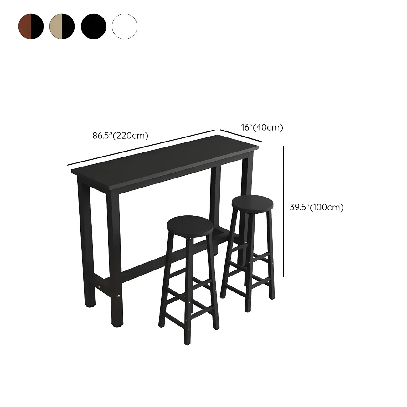 Sleek Modern Black Wooden Counter Height Bar Table for Kitchen Image - 23