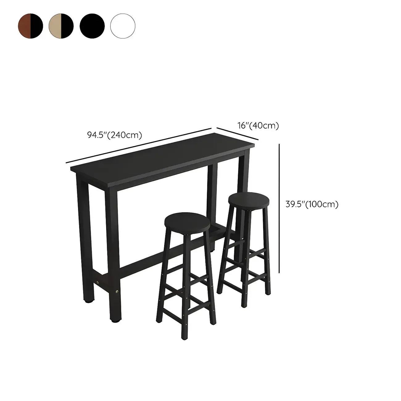 Sleek Modern Black Wooden Counter Height Bar Table for Kitchen Image - 24