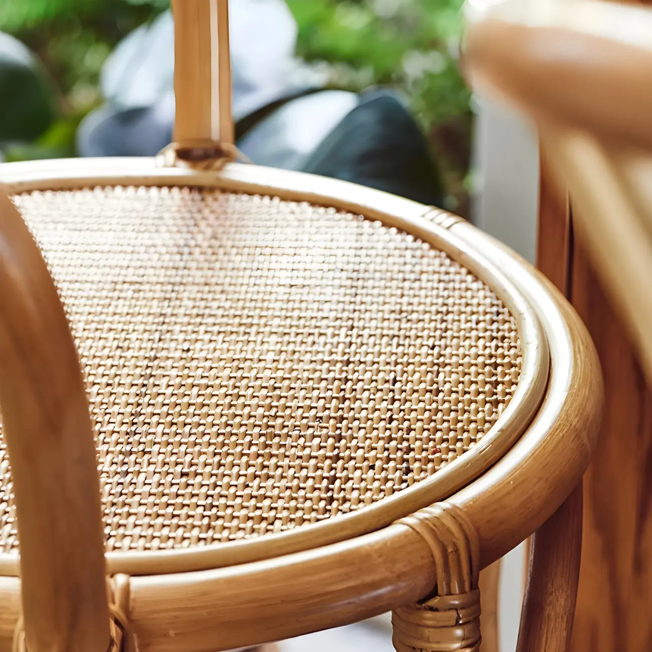 Comtemporary Wood Rattan Back Bar Stools with Footrest Image - 8 | homeyfad