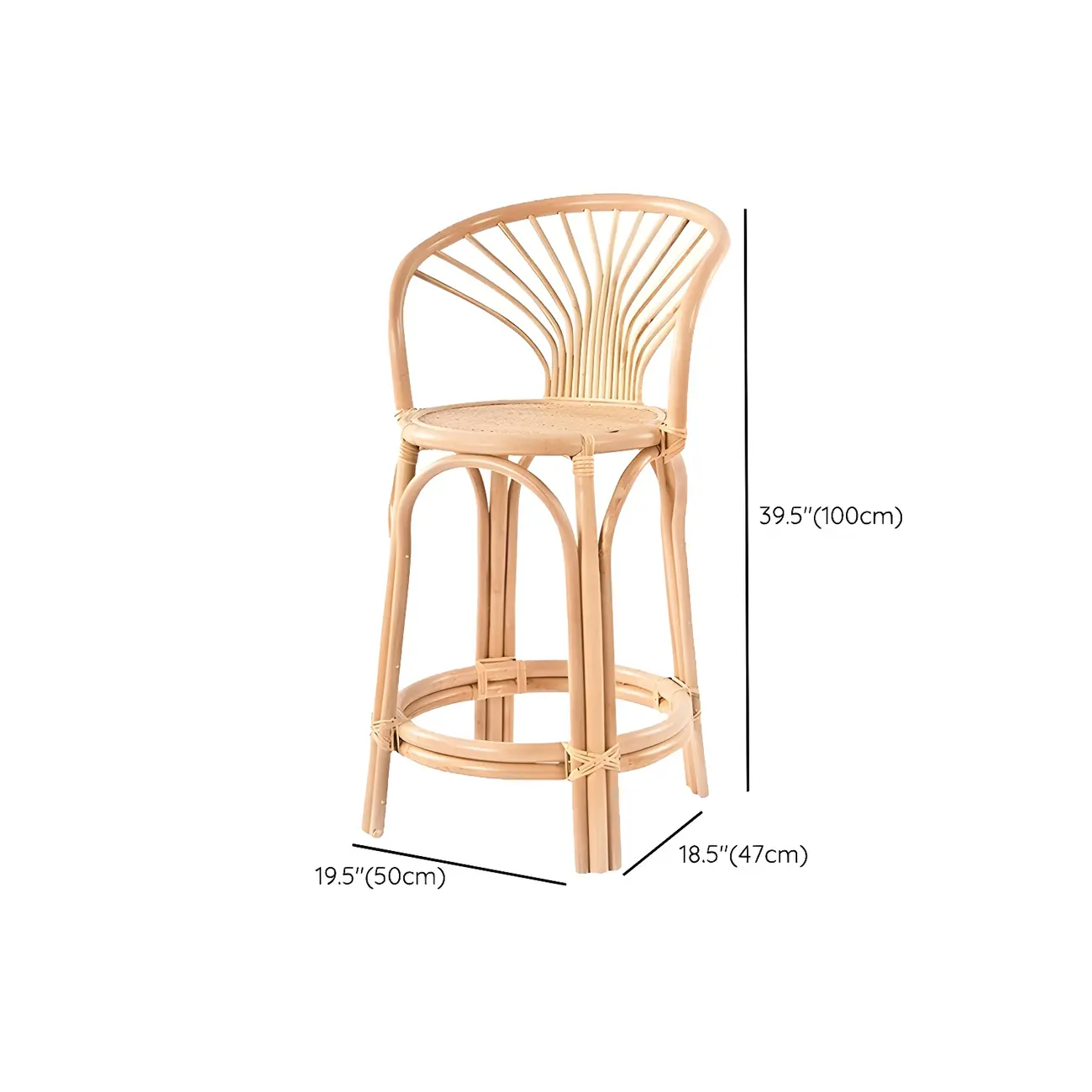 Comtemporary Wood Rattan Back Bar Stools with Footrest Image - 17 | homeyfad