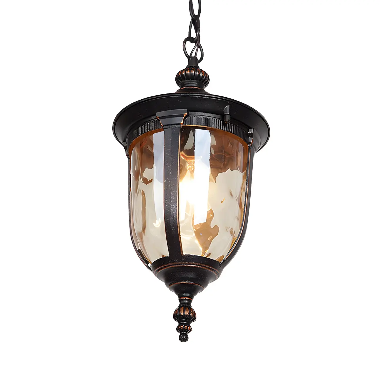 Classic Rustic Black Iron Frame Outdoor Hanging Light Fixture  Image - 3 | homeyfad