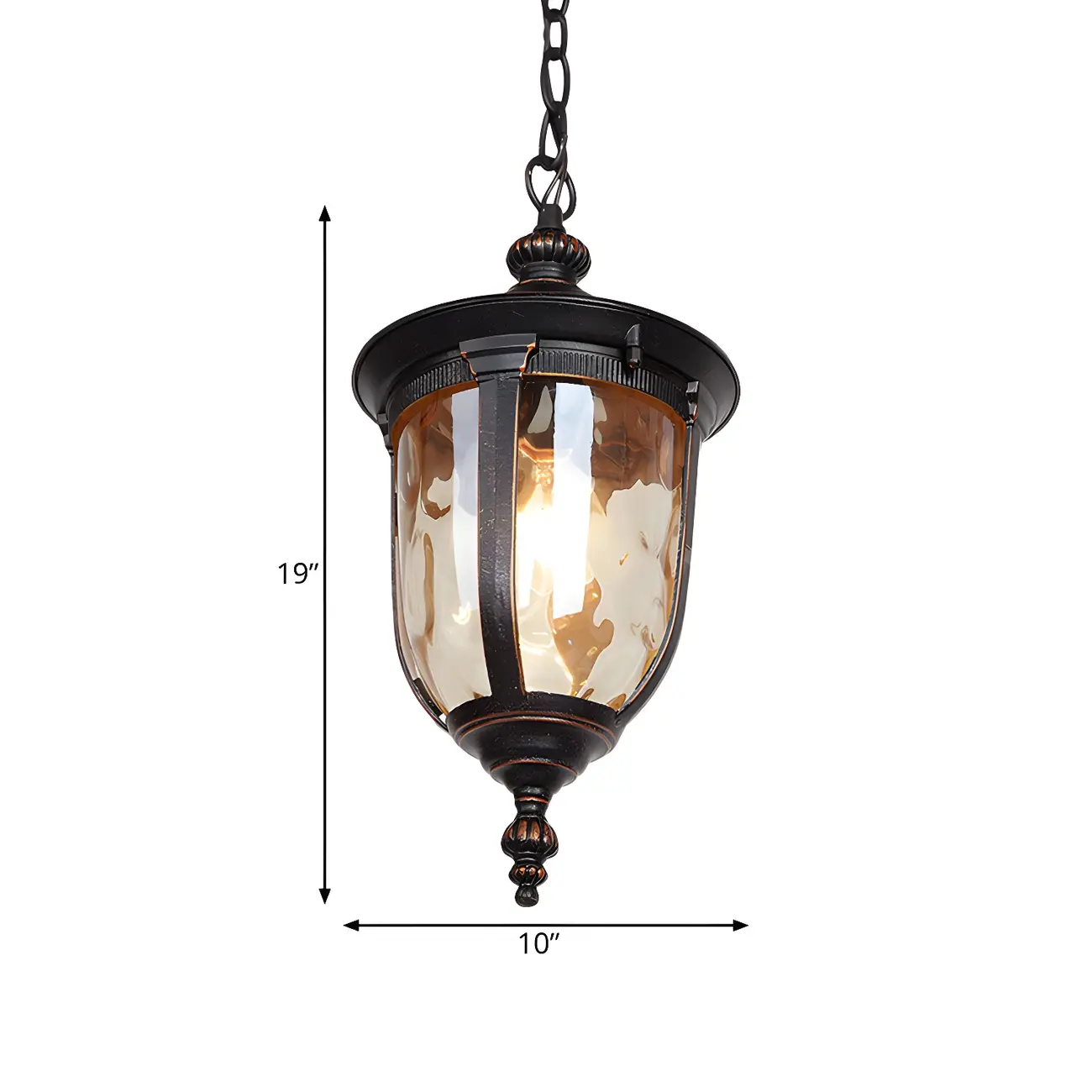 Classic Rustic Black Iron Frame Outdoor Hanging Light Fixture  Image - 4 | homeyfad