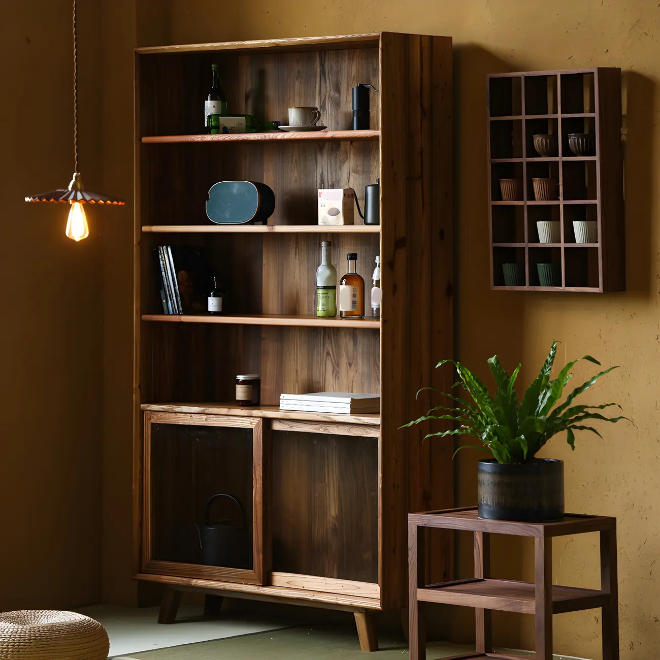 Vintage Wooden Display Cabinet with Sliding Glass Doors Image - 2 | homeyfad