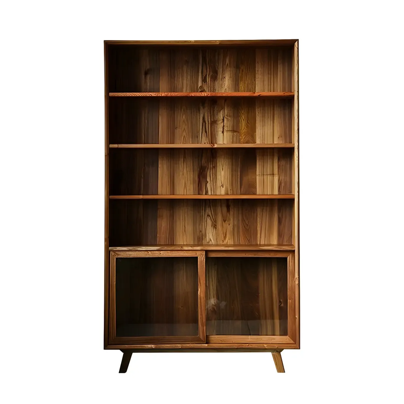 Vintage Wooden Display Cabinet with Sliding Glass Doors Image - 5