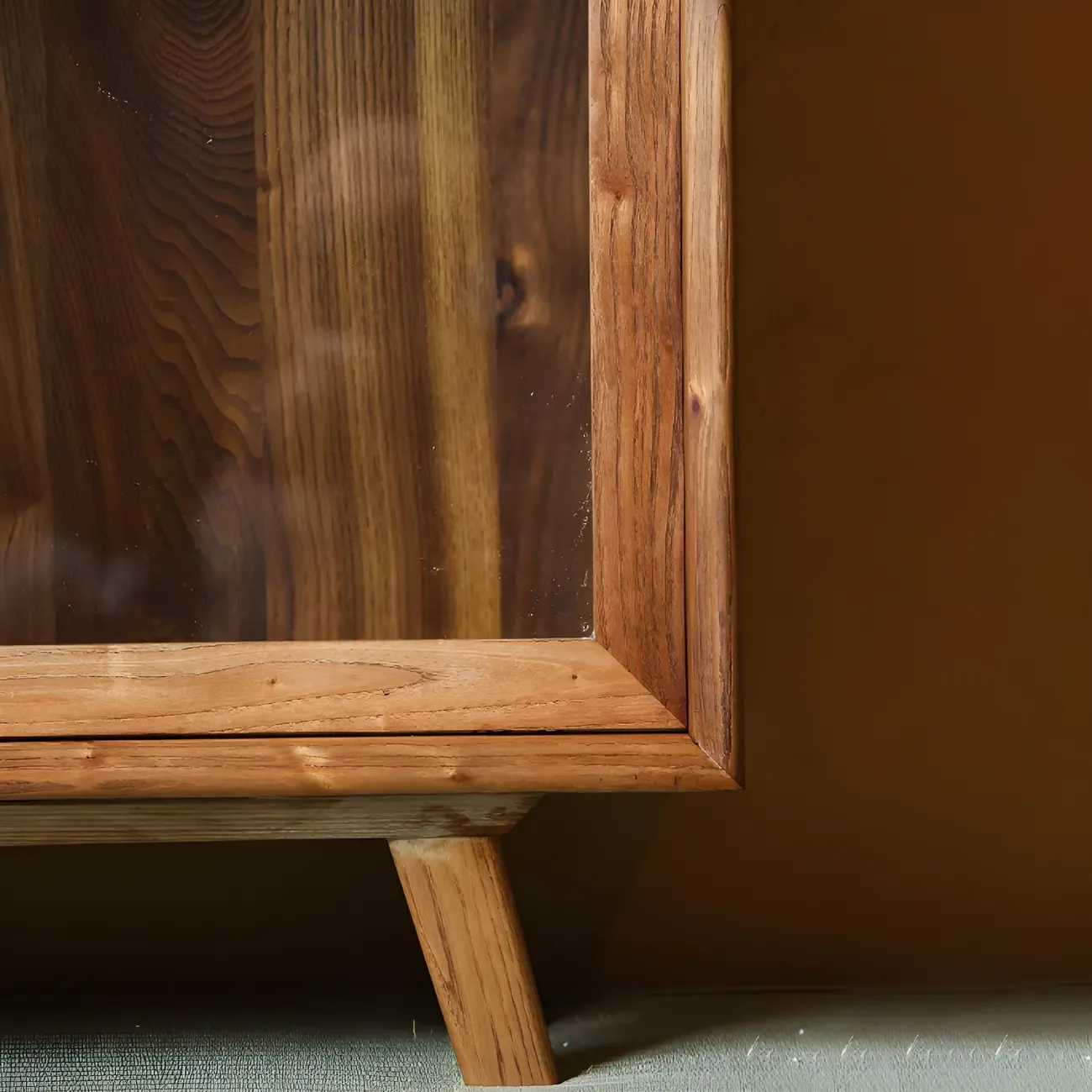 Vintage Wooden Display Cabinet with Sliding Glass Doors Image - 6