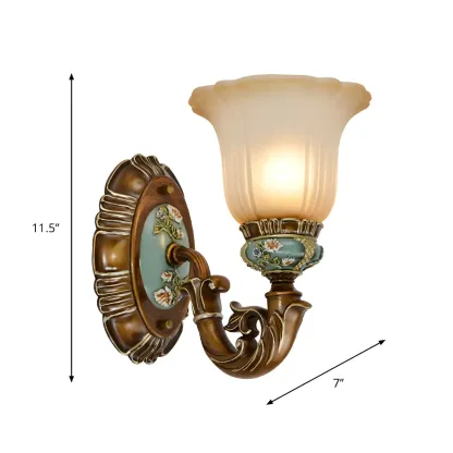 Vintage Glass Shade Peacock Green Wall Sconce Image - 4