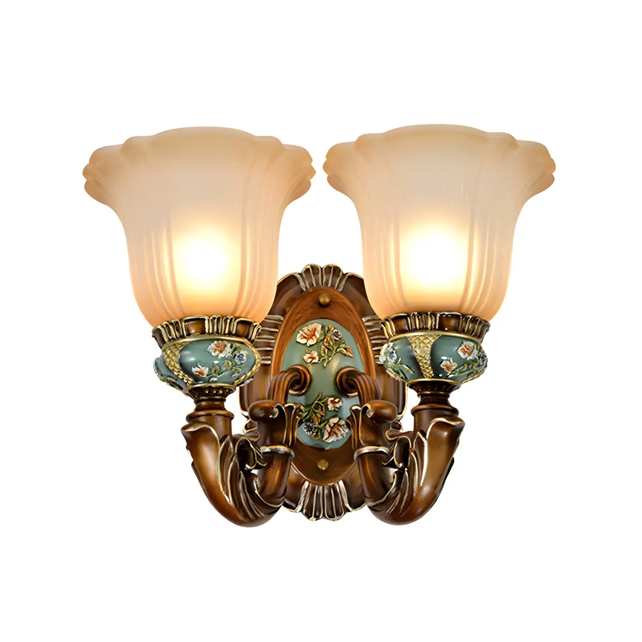 Vintage Glass Shade Peacock Green Wall Sconce Image - 7 | homeyfad