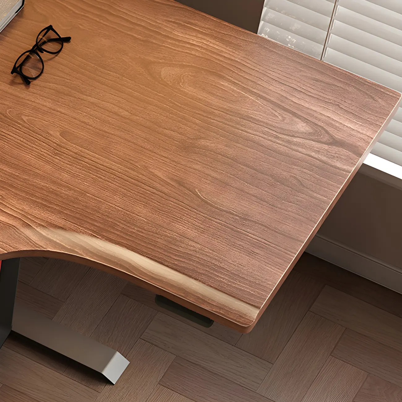 Traditional Wooden L-Shaped Adjustable Height Desk for Office Image - 8 | homeyfad
