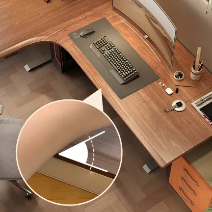 Traditional Wooden L-Shaped Adjustable Height Desk for Office Image - 12