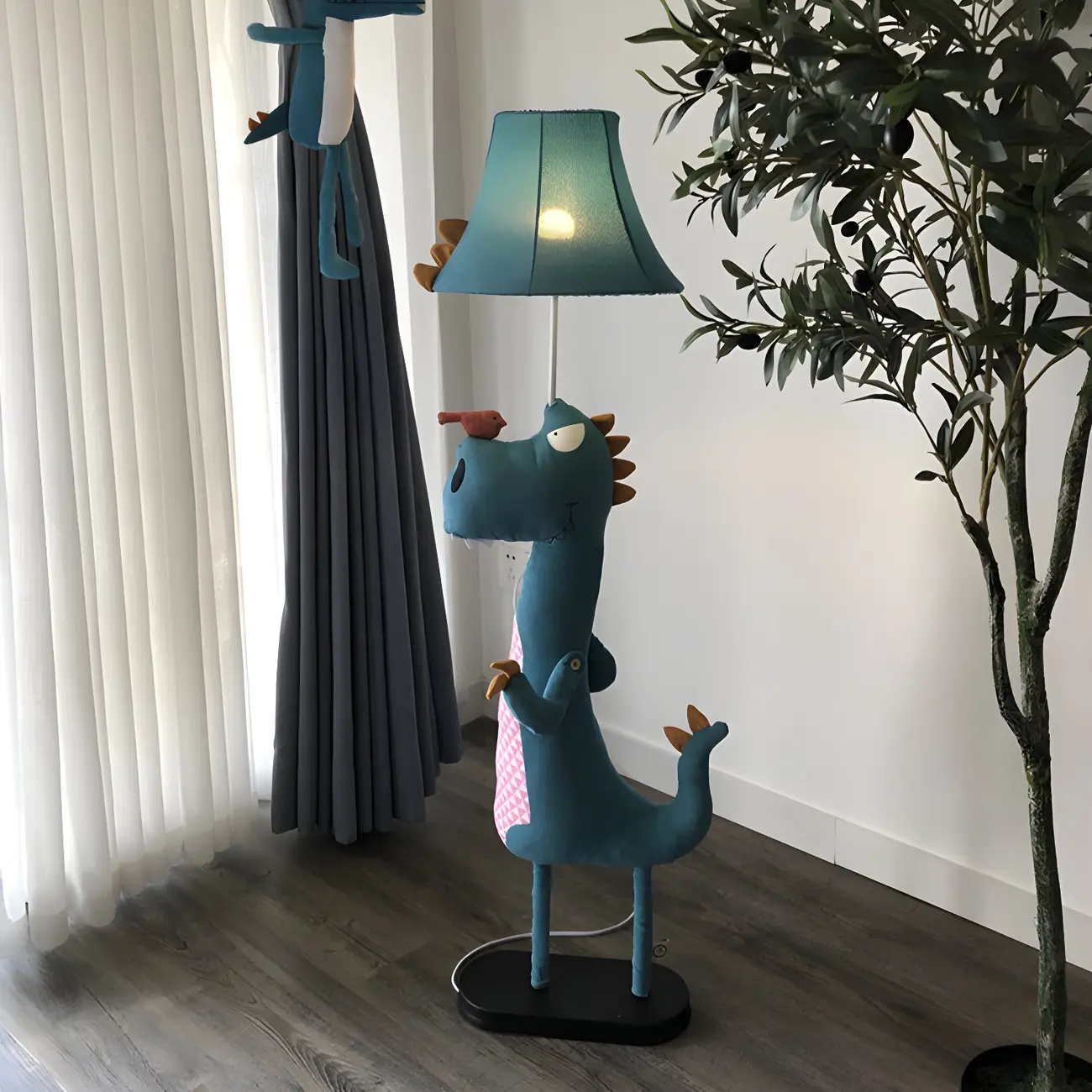 Cartoon Fabric Dinosaur Bell Shade Standing Floor Lamps for Kids Room Image - 1 | homeyfad