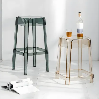 Vibrant Colors Acrylic No Backrest Stackable High bar Stool Image - 4