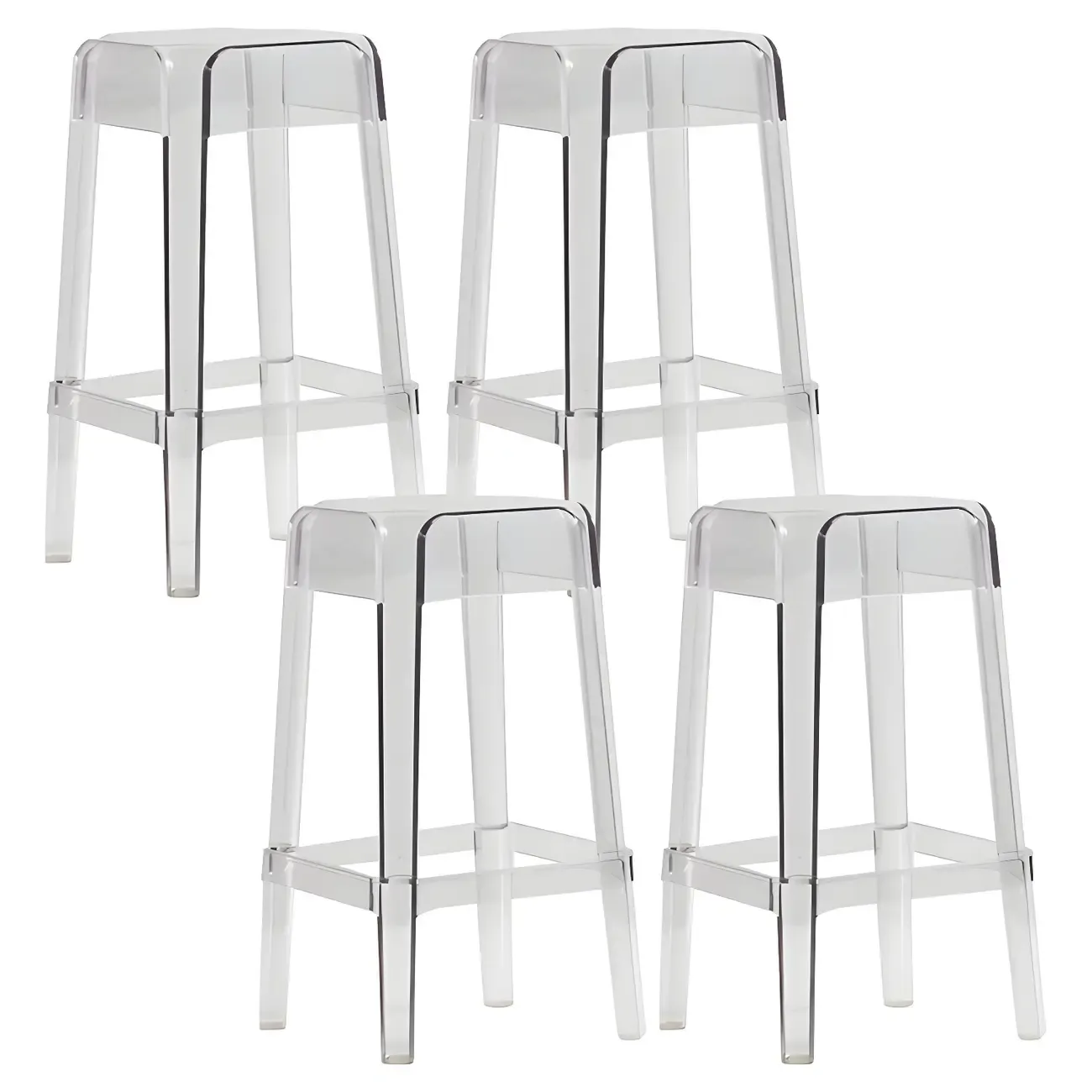 Vibrant Colors Acrylic No Backrest Stackable High bar Stool Image - 12