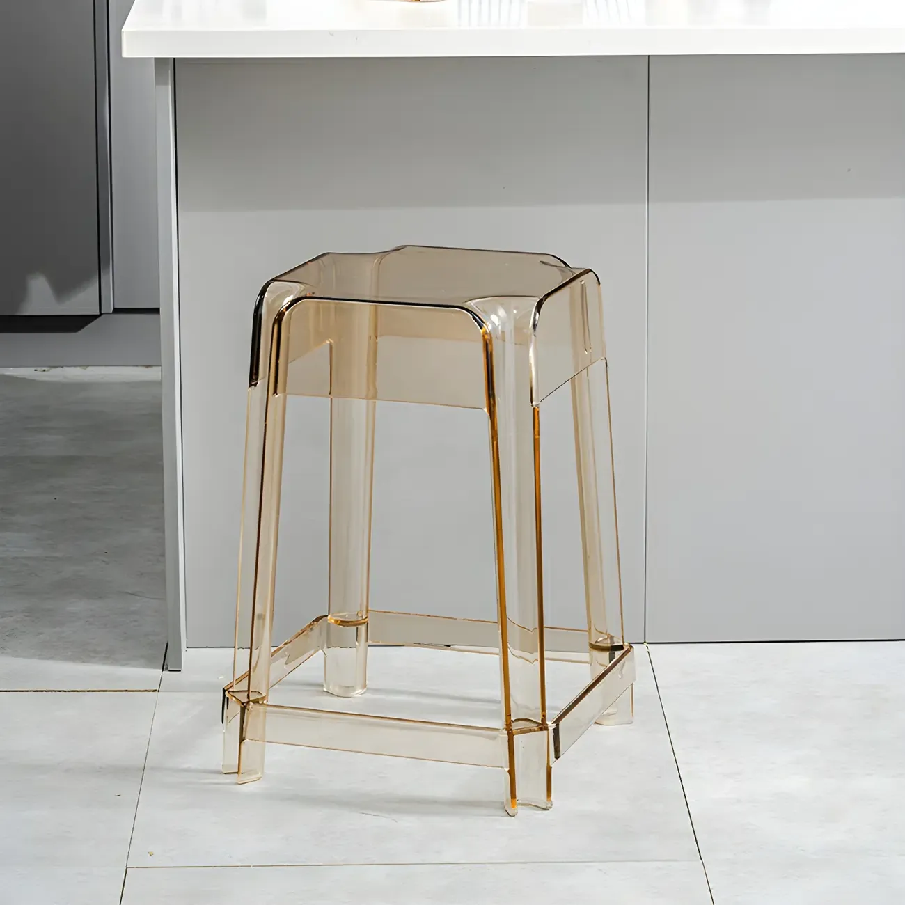 Vibrant Colors Acrylic No Backrest Stackable High bar Stool Image - 2