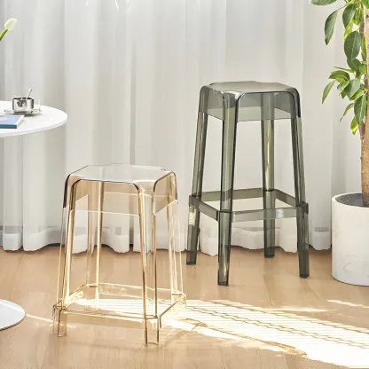 Vibrant Colors Acrylic No Backrest Stackable High bar Stool Image - 1