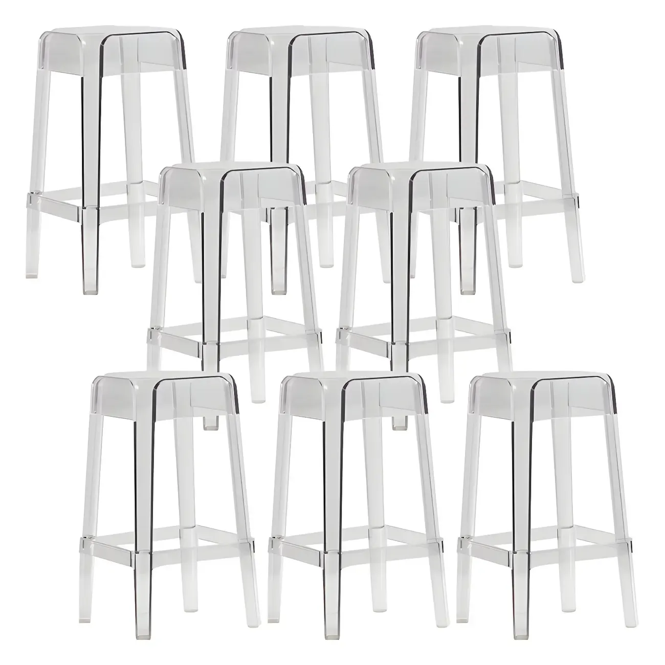 Vibrant Colors Acrylic No Backrest Stackable High bar Stool Image - 14