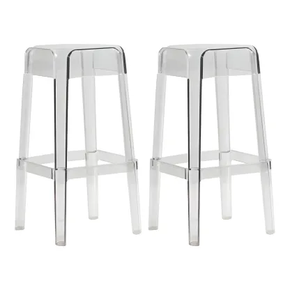 Vibrant Colors Acrylic No Backrest Stackable High bar Stool Image - 16