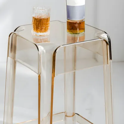 Vibrant Colors Acrylic No Backrest Stackable High bar Stool Image - 6