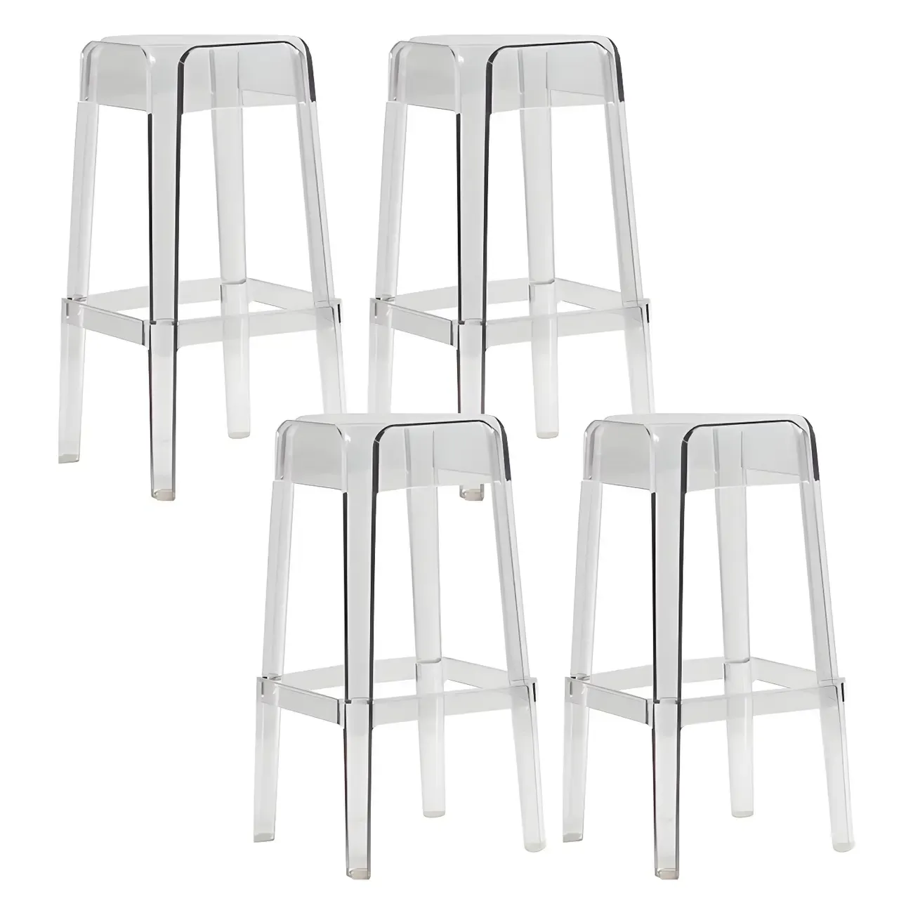 Vibrant Colors Acrylic No Backrest Stackable High bar Stool Image - 17