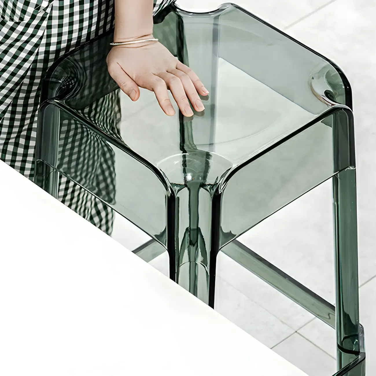 Vibrant Colors Acrylic No Backrest Stackable High bar Stool Image - 5