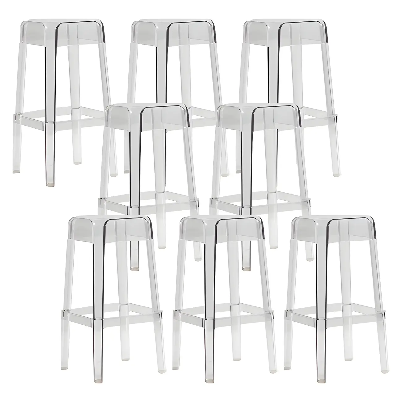 Vibrant Colors Acrylic No Backrest Stackable High bar Stool Image - 19 | homeyfad