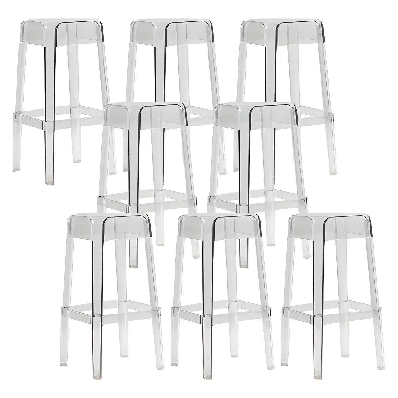 Vibrant Colors Acrylic No Backrest Stackable High bar Stool Image - 19