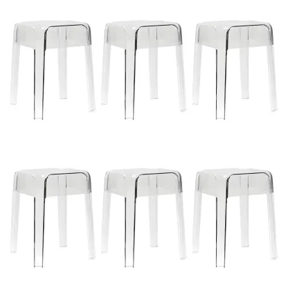 Vibrant Colors Acrylic No Backrest Stackable High bar Stool Image - 23