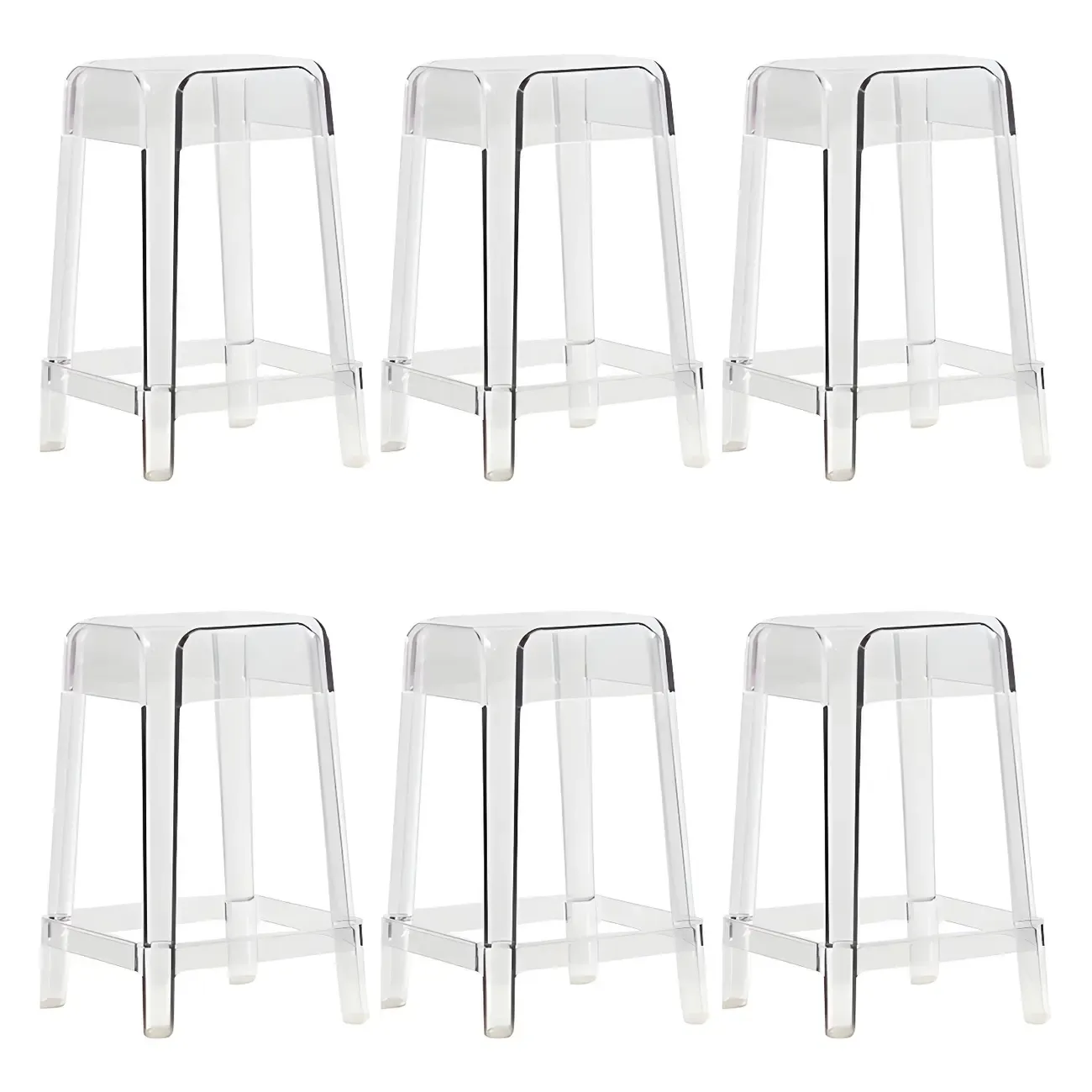 Vibrant Colors Acrylic No Backrest Stackable High bar Stool Image - 28