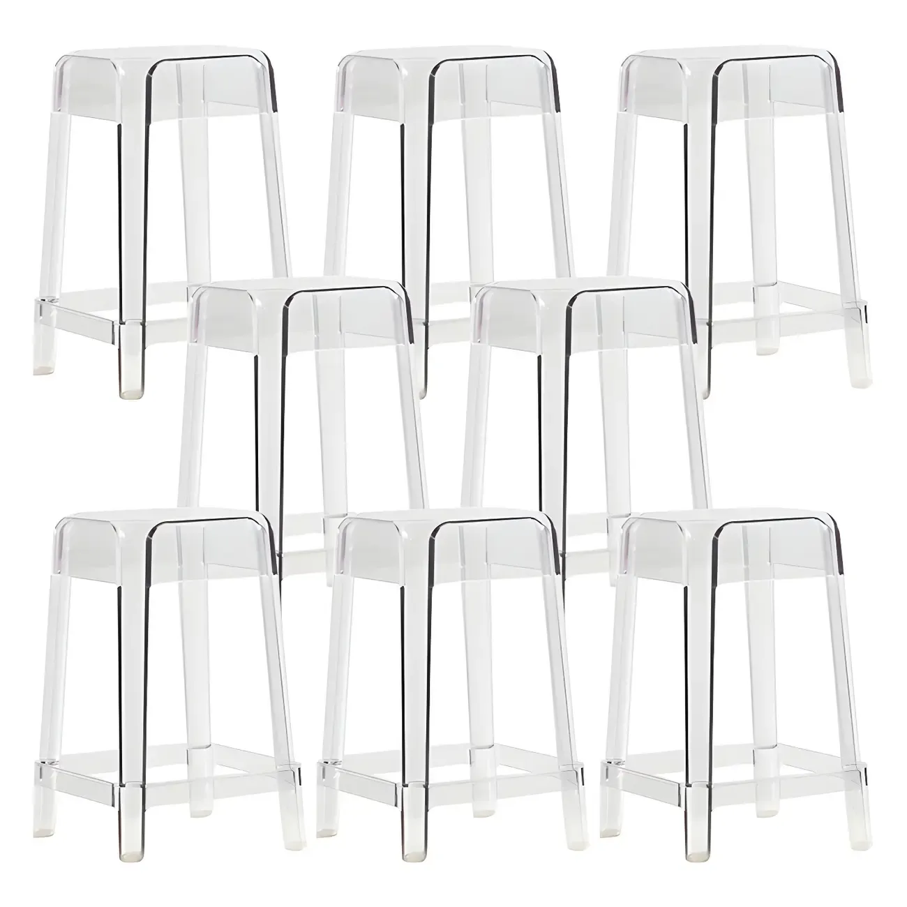Vibrant Colors Acrylic No Backrest Stackable High bar Stool Image - 29