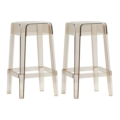 Vibrant Colors Acrylic No Backrest Stackable High bar Stool Image - 31