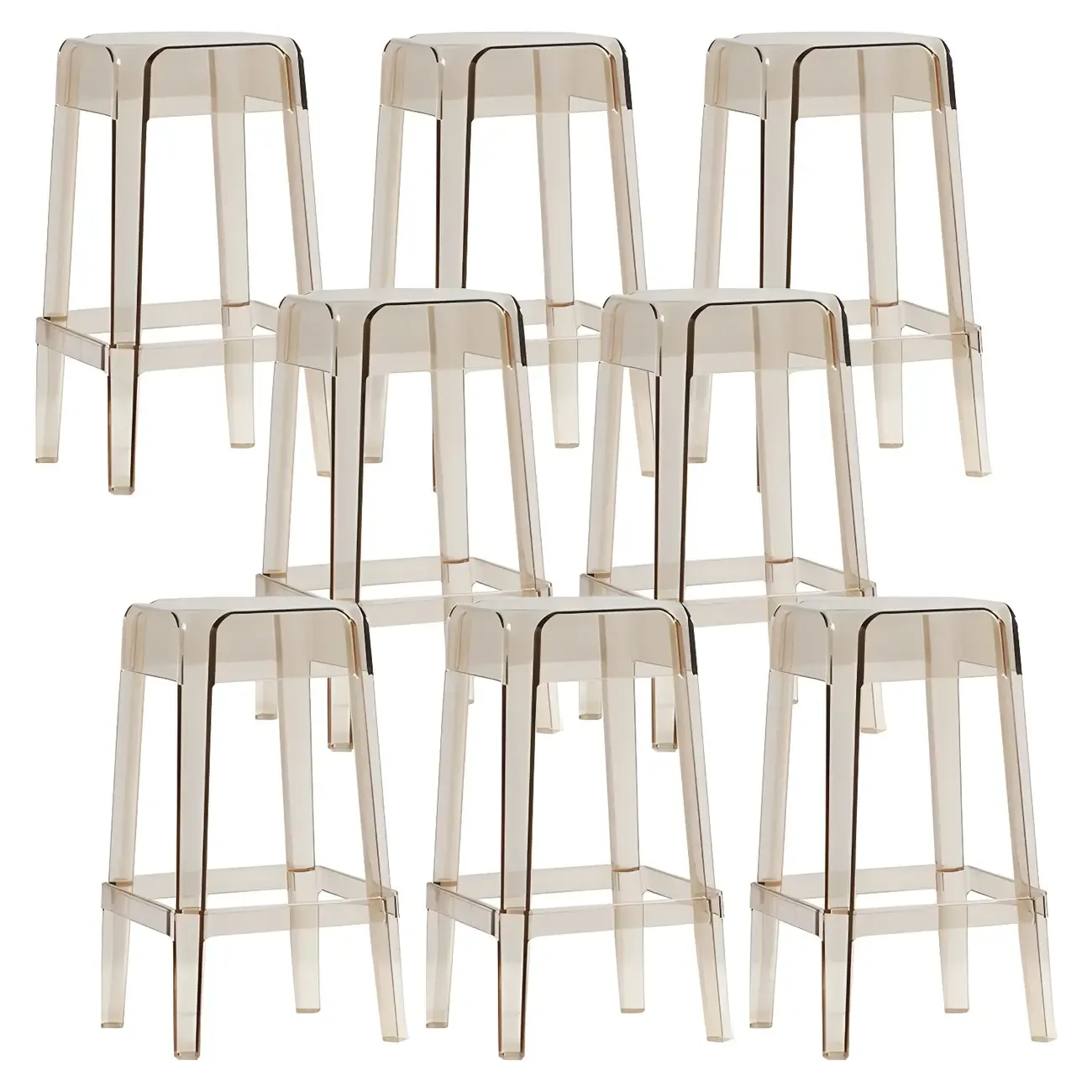 Vibrant Colors Acrylic No Backrest Stackable High bar Stool Image - 34