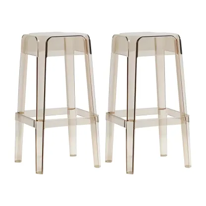 Vibrant Colors Acrylic No Backrest Stackable High bar Stool Image - 36