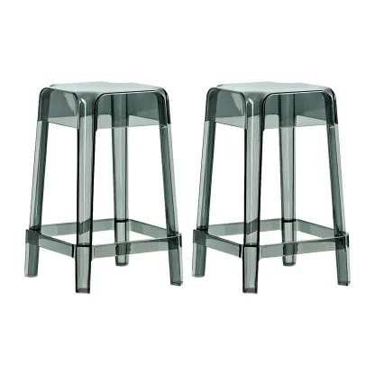 Vibrant Colors Acrylic No Backrest Stackable High bar Stool Image - 66