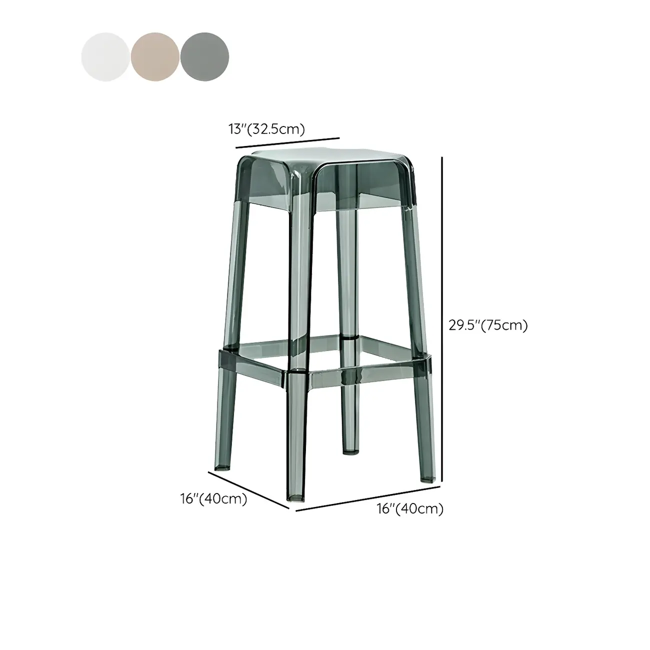 Vibrant Colors Acrylic No Backrest Stackable High bar Stool #size | homeyfad