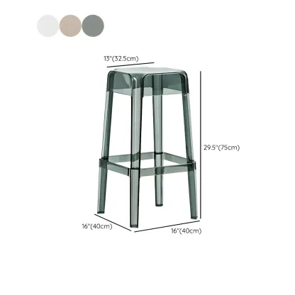 Vibrant Colors Acrylic No Backrest Stackable High bar Stool #size