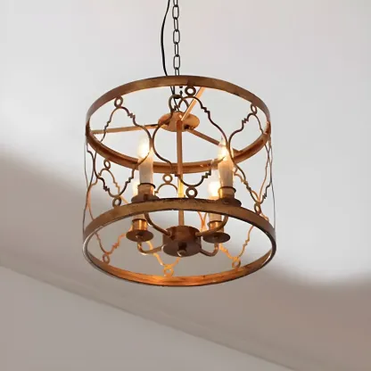 Vintage Metal Cage Chandelier for Dining Room Image - 4