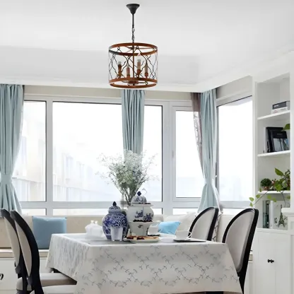 Vintage Metal Cage Chandelier for Dining Room Image - 2