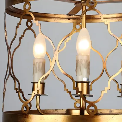 Vintage Metal Cage Chandelier for Dining Room Image - 5