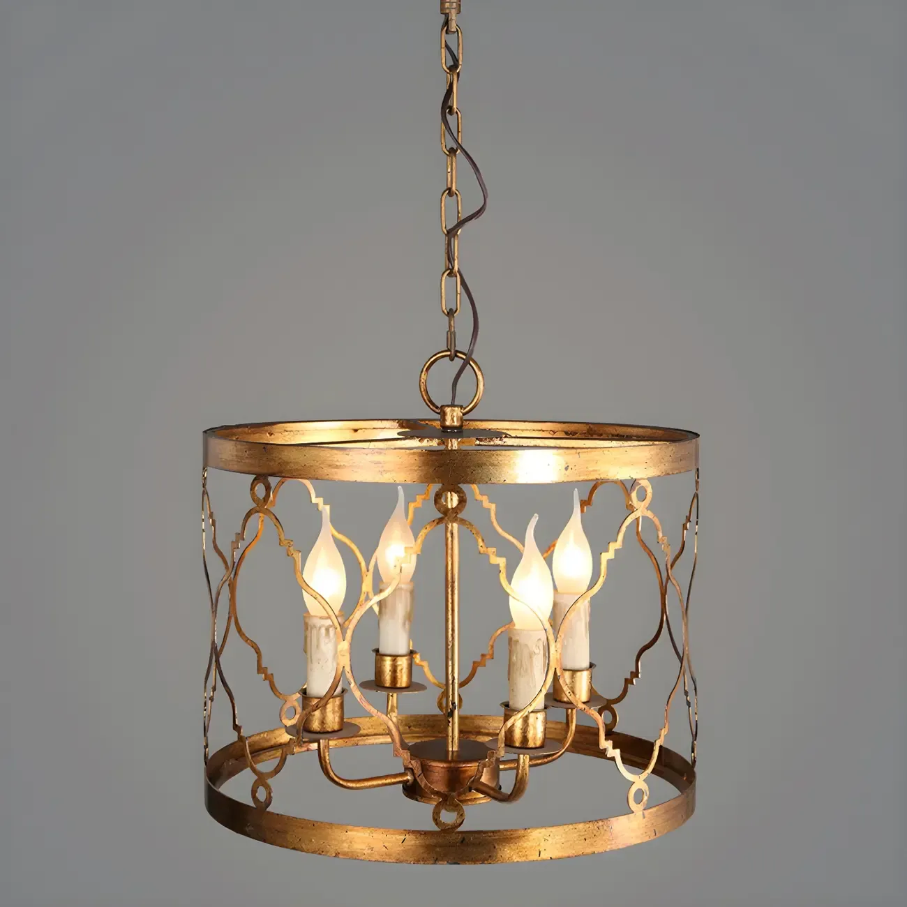 Vintage Metal Cage Chandelier for Dining Room Image - 8