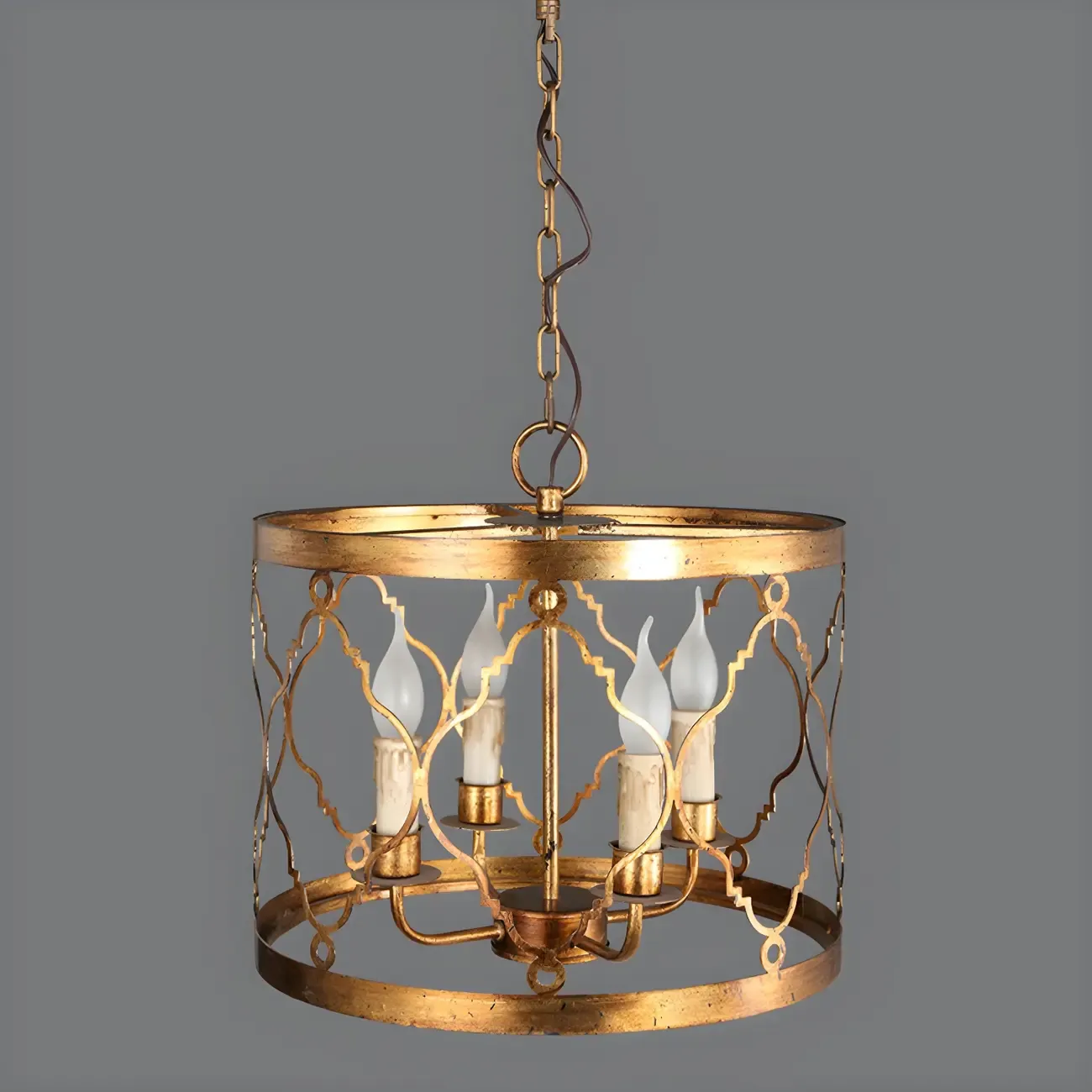 Vintage Metal Cage Chandelier for Dining Room Image - 9