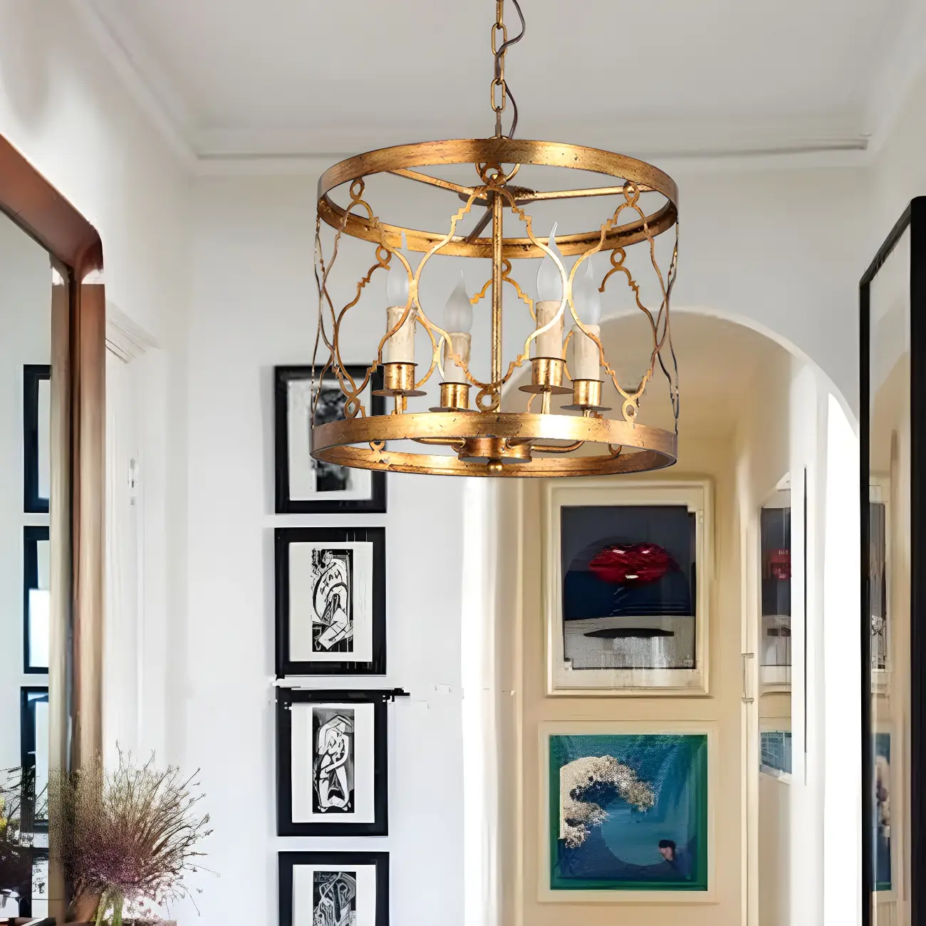 Vintage Metal Cage Chandelier for Dining Room Image - 3 | homeyfad