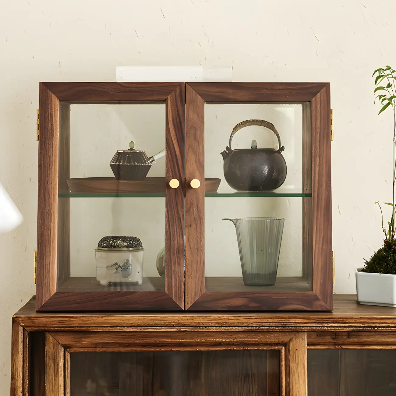 Classic Wooden Display Cabinet with Glass Door for Restroom Image - 1 | homeyfad