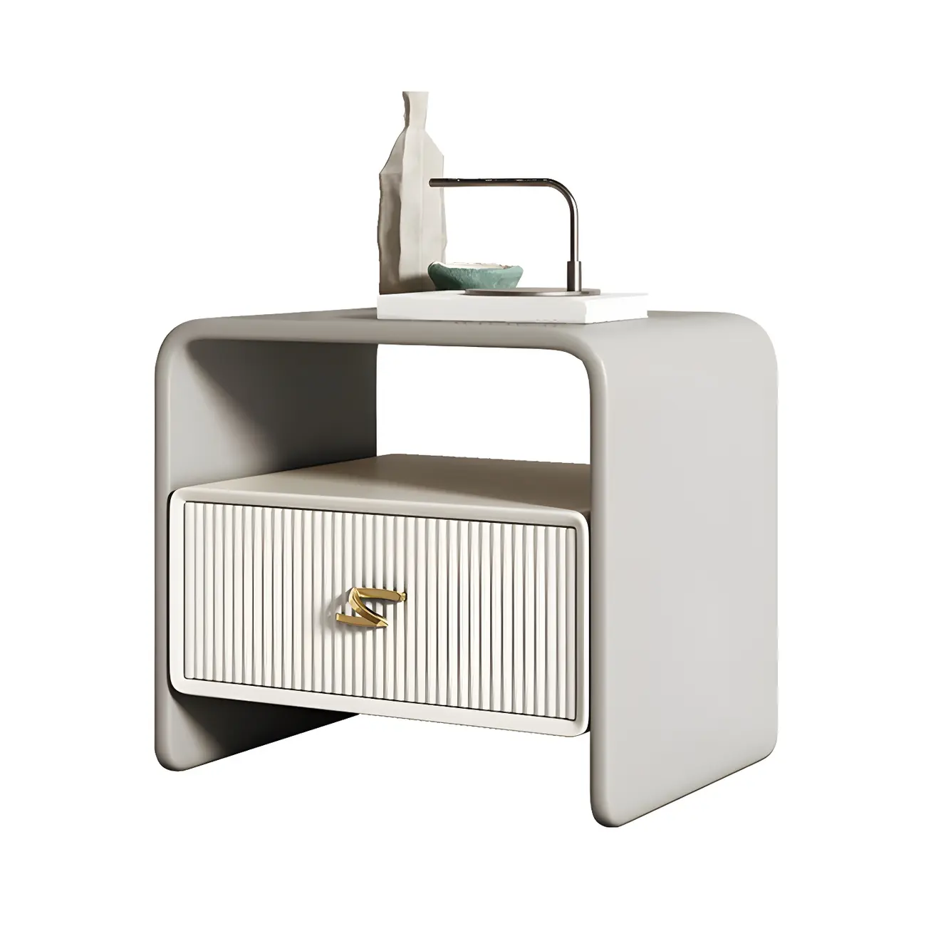 Morandi Narrow Open Back Leather Wood Nightstand Image - 10 | homeyfad