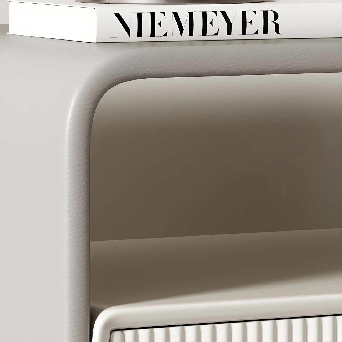 Morandi Narrow Open Back Leather Wood Nightstand Image - 14 | homeyfad