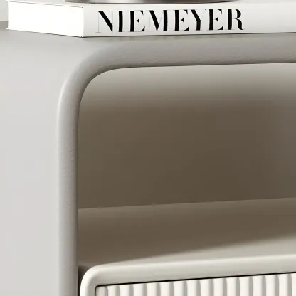 Morandi Narrow Open Back Leather Wood Nightstand Image - 14