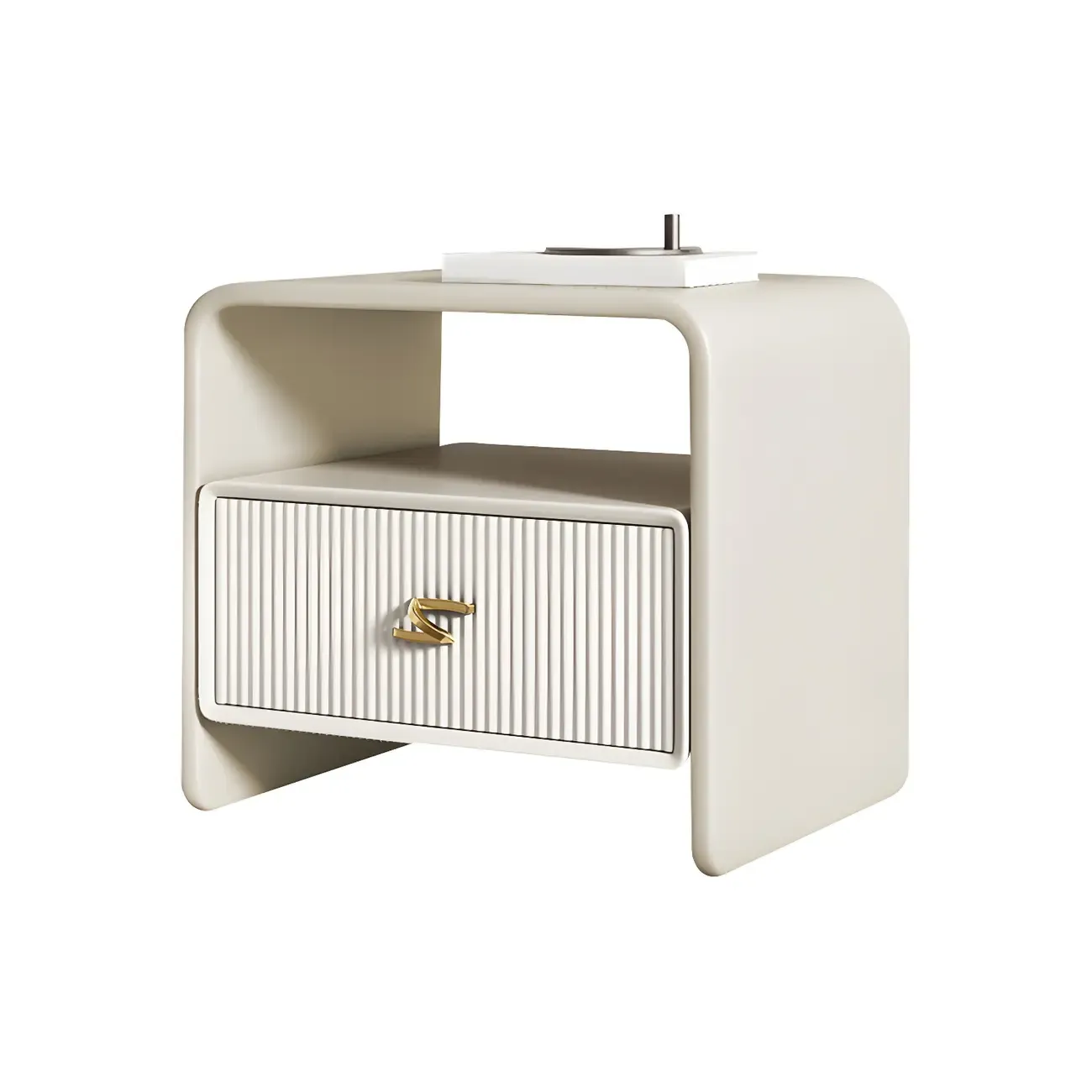 Morandi Narrow Open Back Leather Wood Nightstand Image - 20