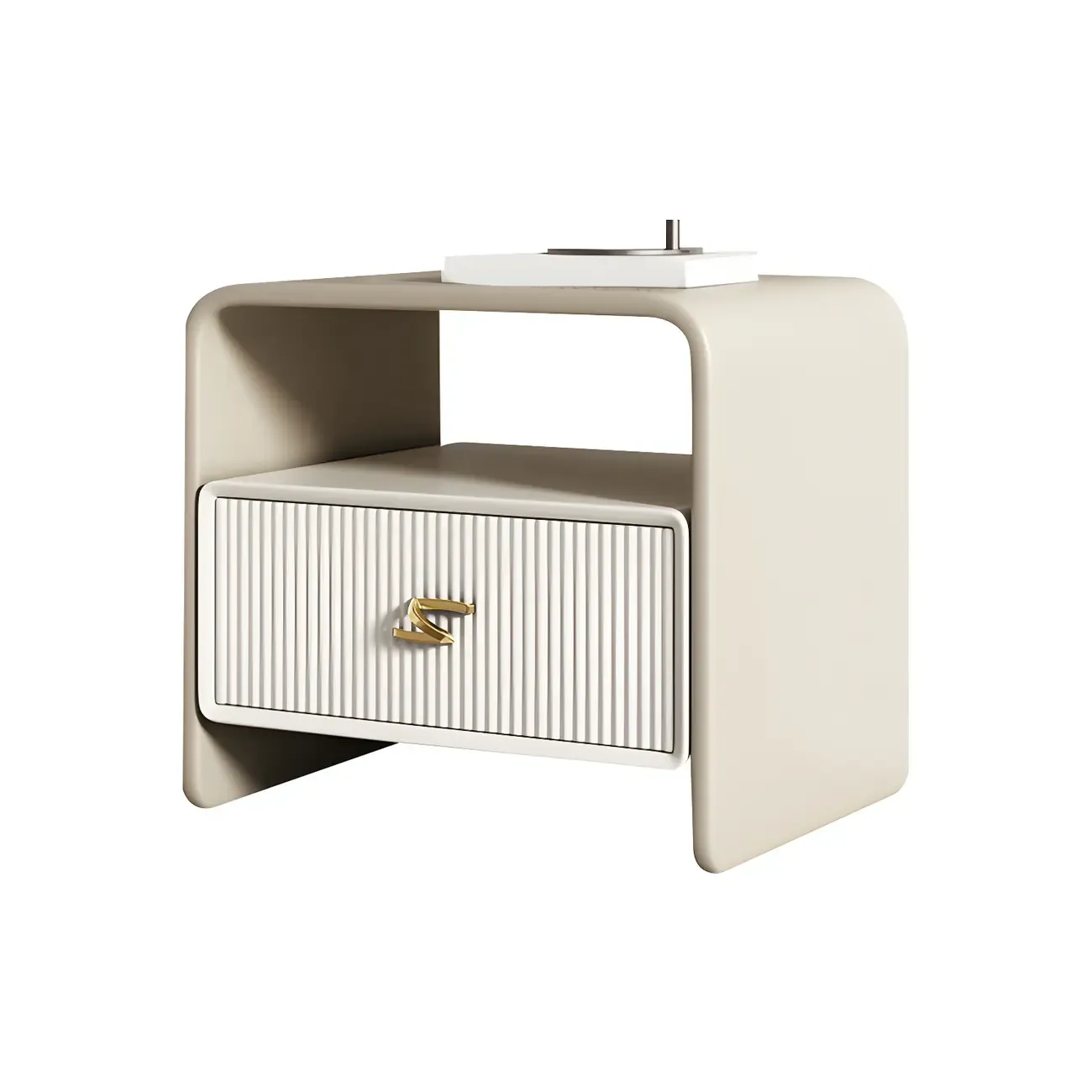 Morandi Narrow Open Back Leather Wood Nightstand Image - 22