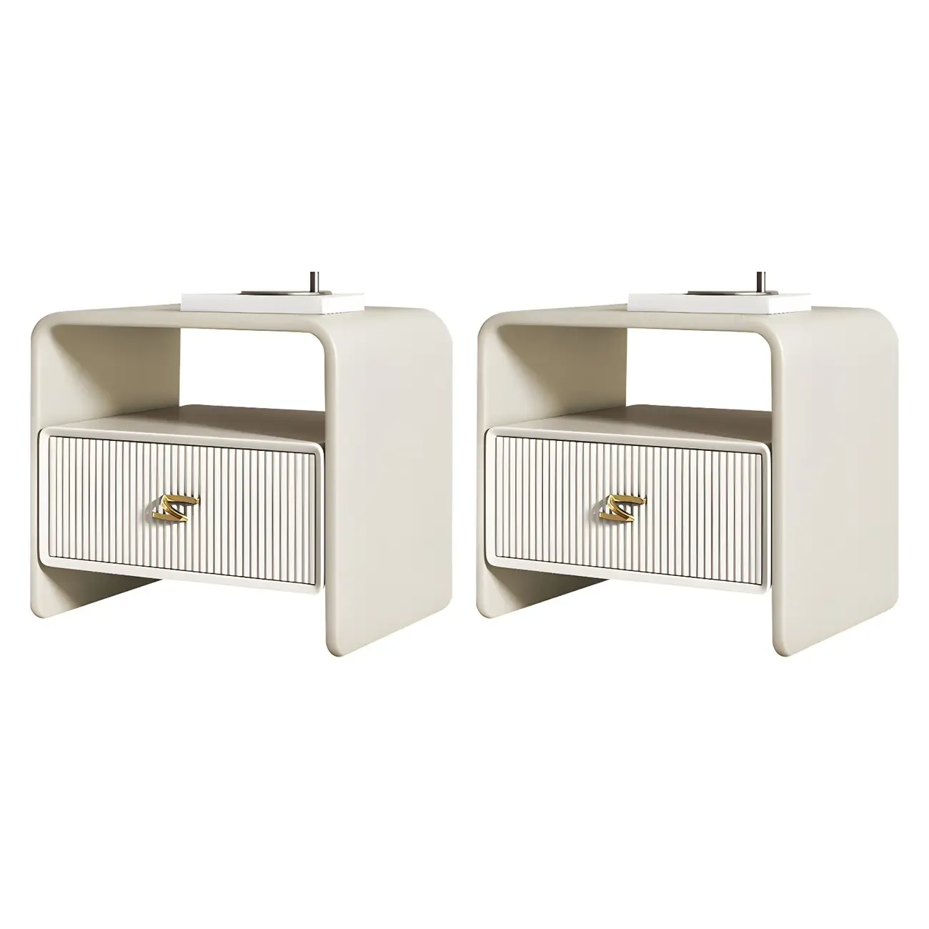 Morandi Narrow Open Back Leather Wood Nightstand Image - 26